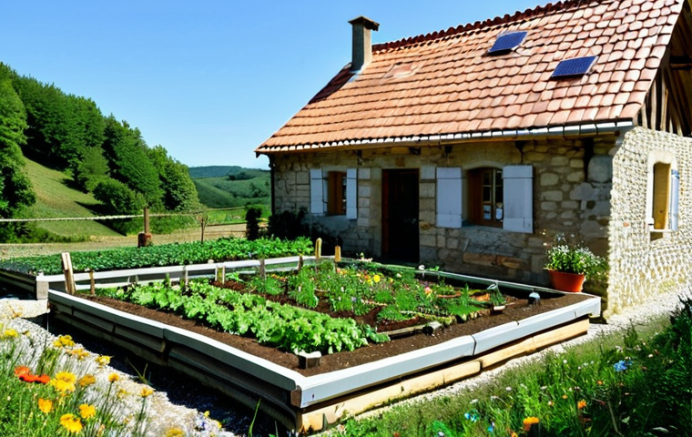 Eco-Gîte on the Chemin de Compostelle**
"A charming eco-gîte nestled in the French countryside along the Chemin de Compostelle. Built with local stone and timber, featuring a green roof with wildflowers. Solar panels are subtly visible. A fully clothed pilgrim is seen tending a small vegetable garden. Soft, natural lighting. appropriate attire, safe for work, perfect anatomy, natural proportions, professional photography, high quality, family-friendly, modest"
**